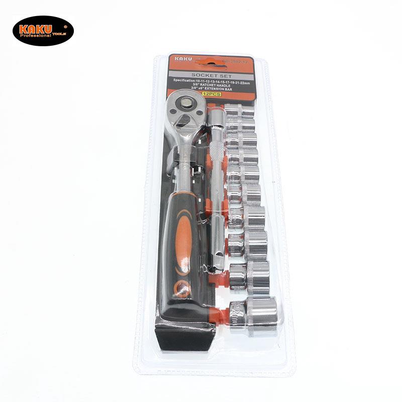 厂家现货3/8-12PC棘轮套筒扳手套装汽修机修工具