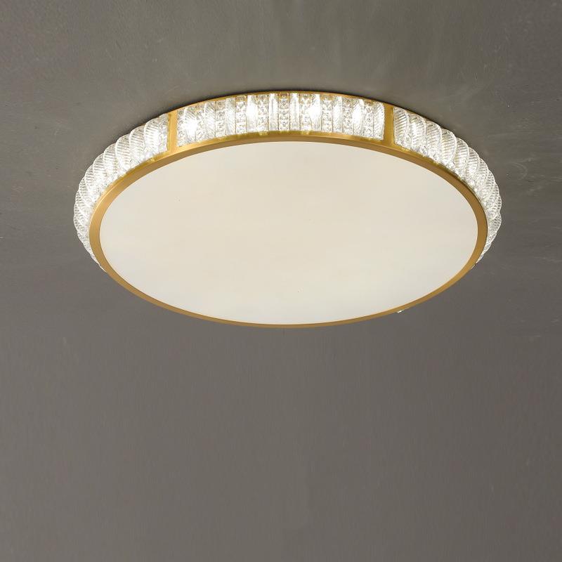 北欧轻奢全铜圆形吸顶灯现代设计师别墅样板房书房餐厅卧室房间灯