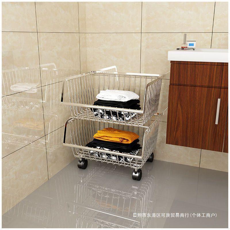 带轮收纳储物201不锈钢多层落地果蔬收纳筐厨房蔬菜篮 台面置物架