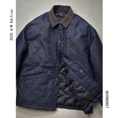 SKYROCKET丹宁蓝中长款羽绒服