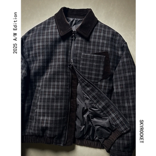 休闲风灯芯绒领拼接格纹羽绒服 SKYROCKET扶摇 怪奇物语