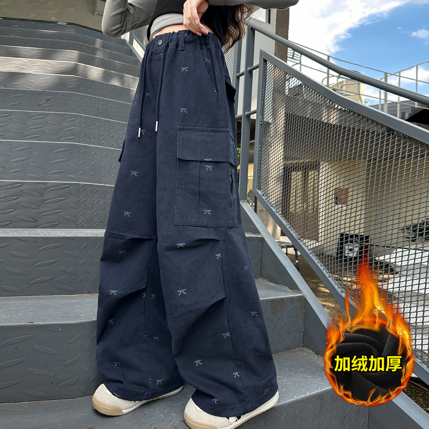 儿童装女童冬装加绒裤子2026新款中大童女孩秋冬款阔腿加厚工装裤,童装/婴儿装/亲子装,裤子,淘宝优惠券,粉丝福利购,淘宝优惠卷