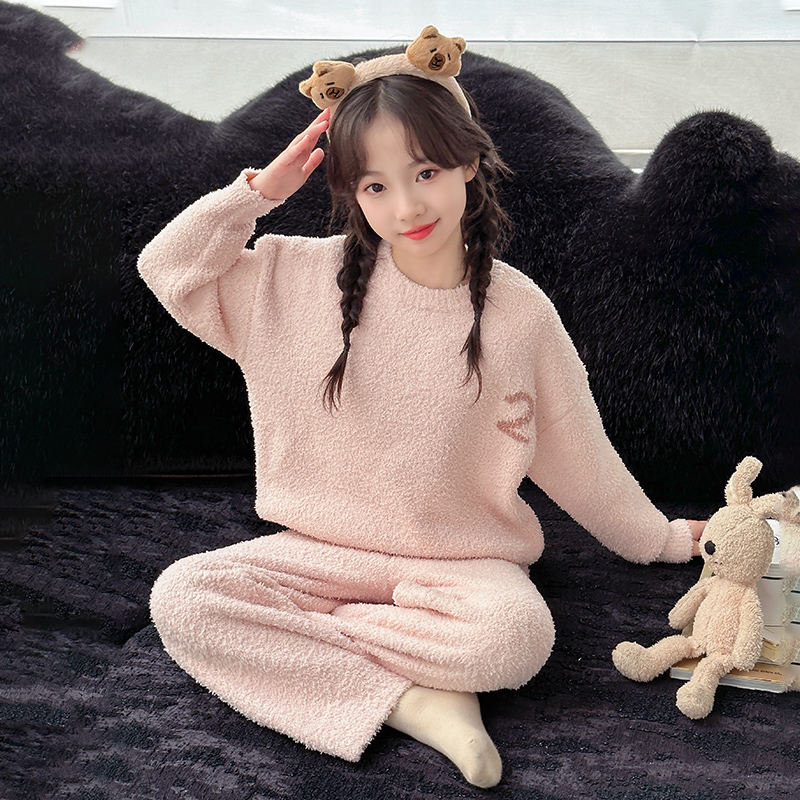 女童秋冬款加厚家居服珊瑚绒睡衣