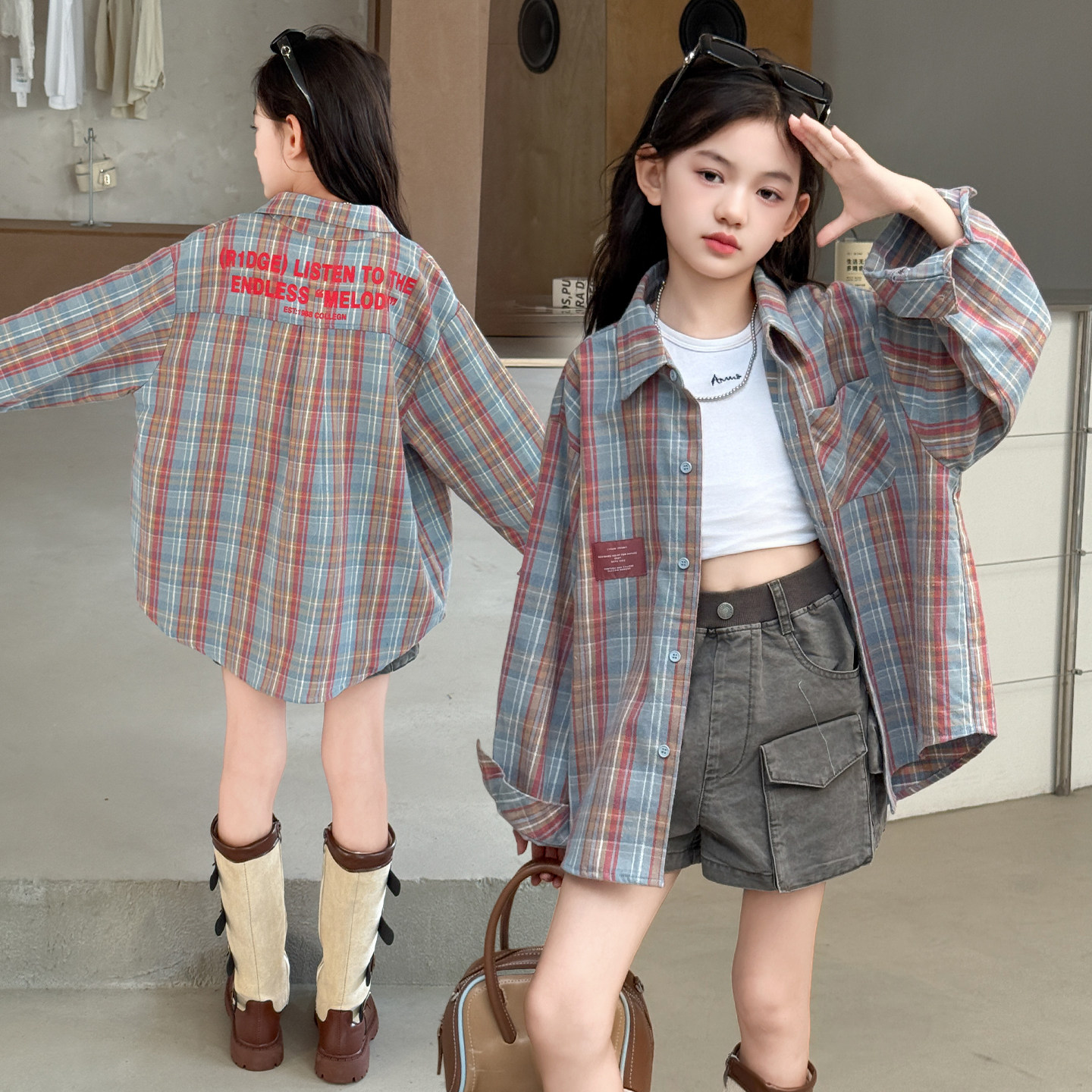 儿童装女童春装衬衫外套2026新款中大童女孩春秋款初中生休闲衬衣,童装/婴儿装/亲子装,衬衫,淘宝优惠券,粉丝福利购,淘宝优惠卷