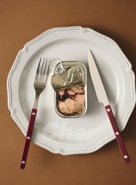 【韩国原单】韩式Cher食品级304-430不锈钢PC手柄刀叉2件套小酒馆