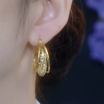 设计感锆石金属圈圈耳环2百搭高级感女耳环N2194