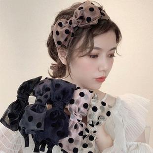优雅小众波点蝴蝶结发箍女百搭网红韩国外出发带甜美宽边简约头D3