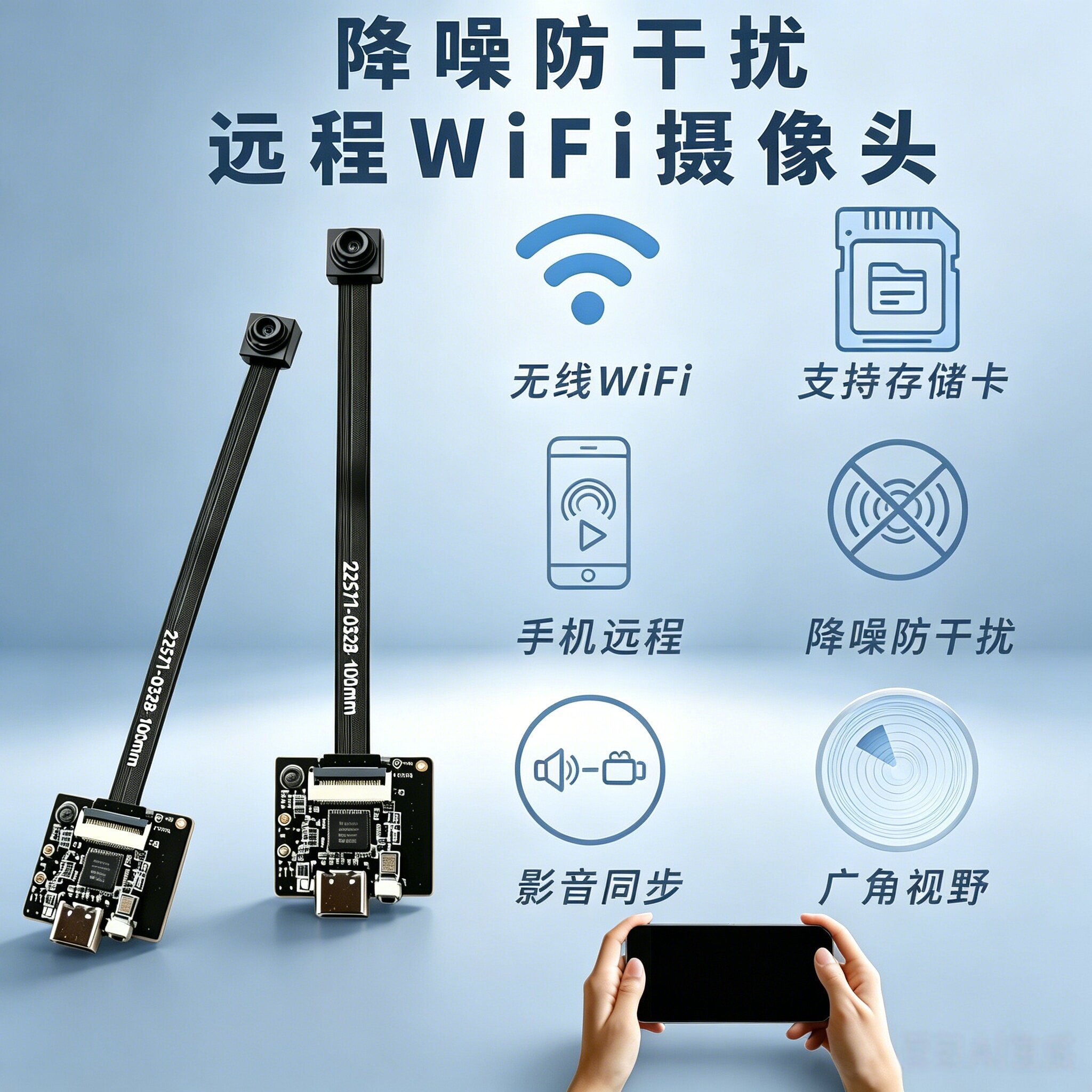 轻薄摄像头模块智能无线高清远程监控wifi链接智能传输WIFI模组