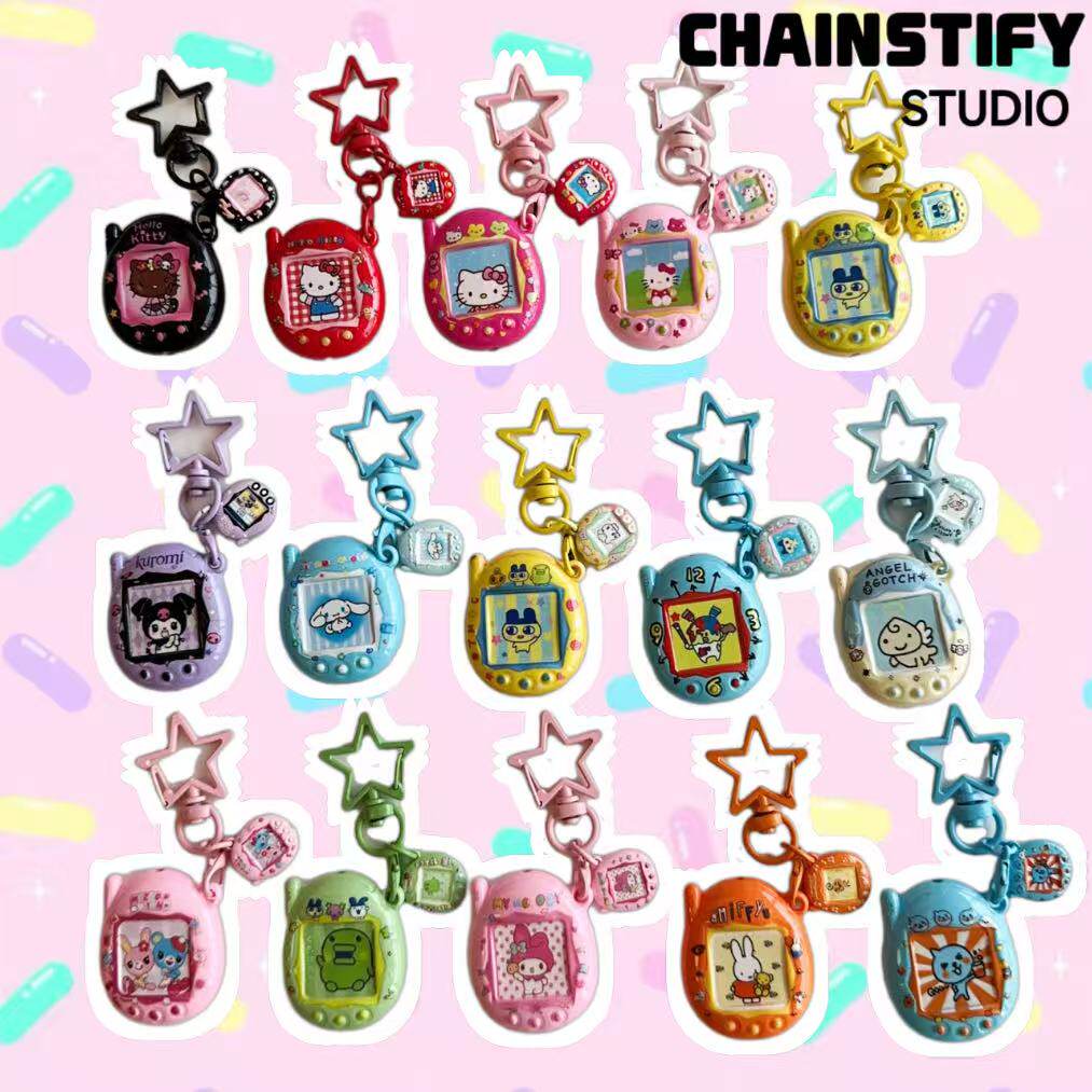 拓麻小挂件卡通钥匙扣包包挂饰可爱KT猫迷你游戏机造型手机链吊坠