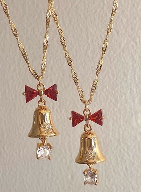 铃铛蝴蝶结项链圣诞节氛围感配饰