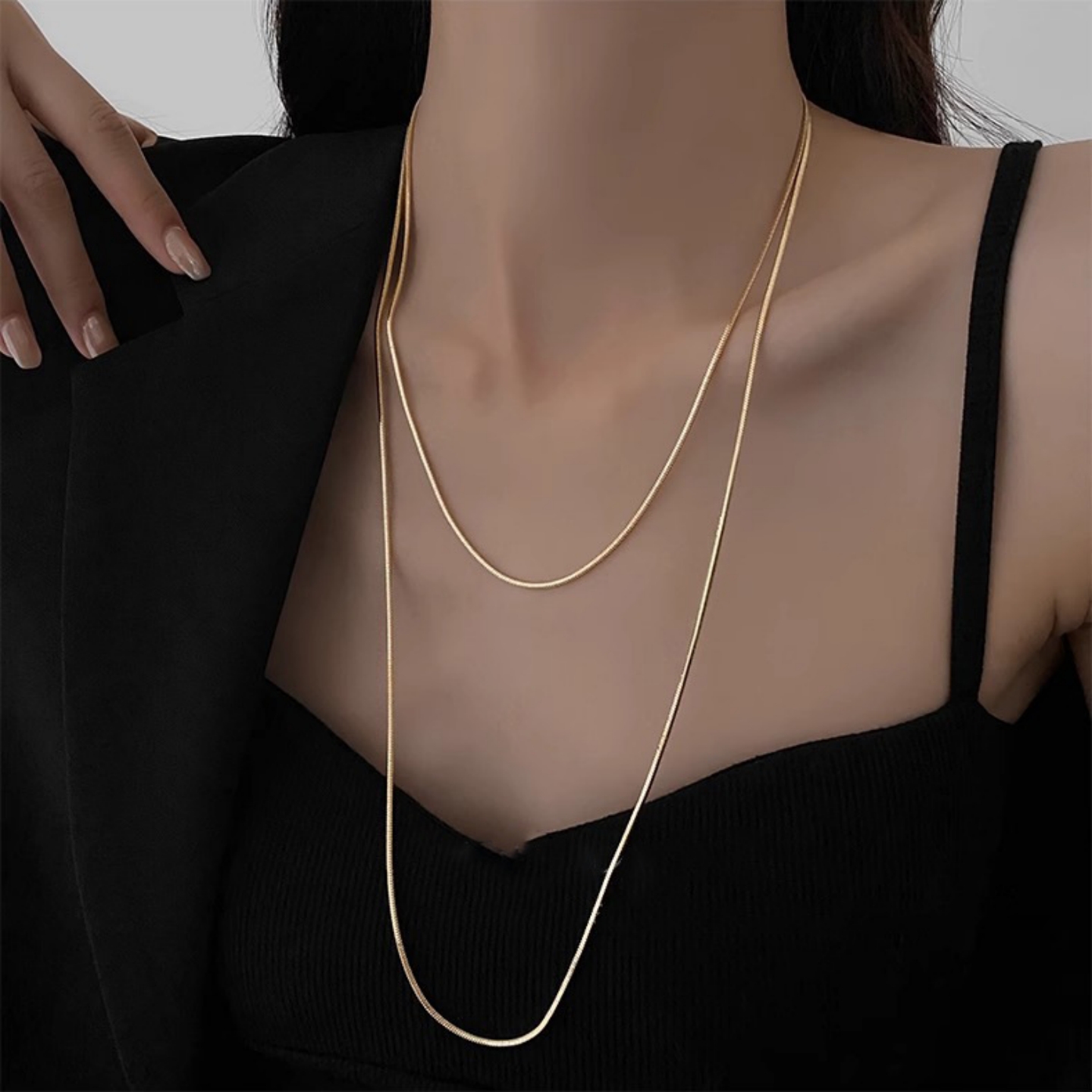 极简风气质长款蛇骨链项链毛衣链