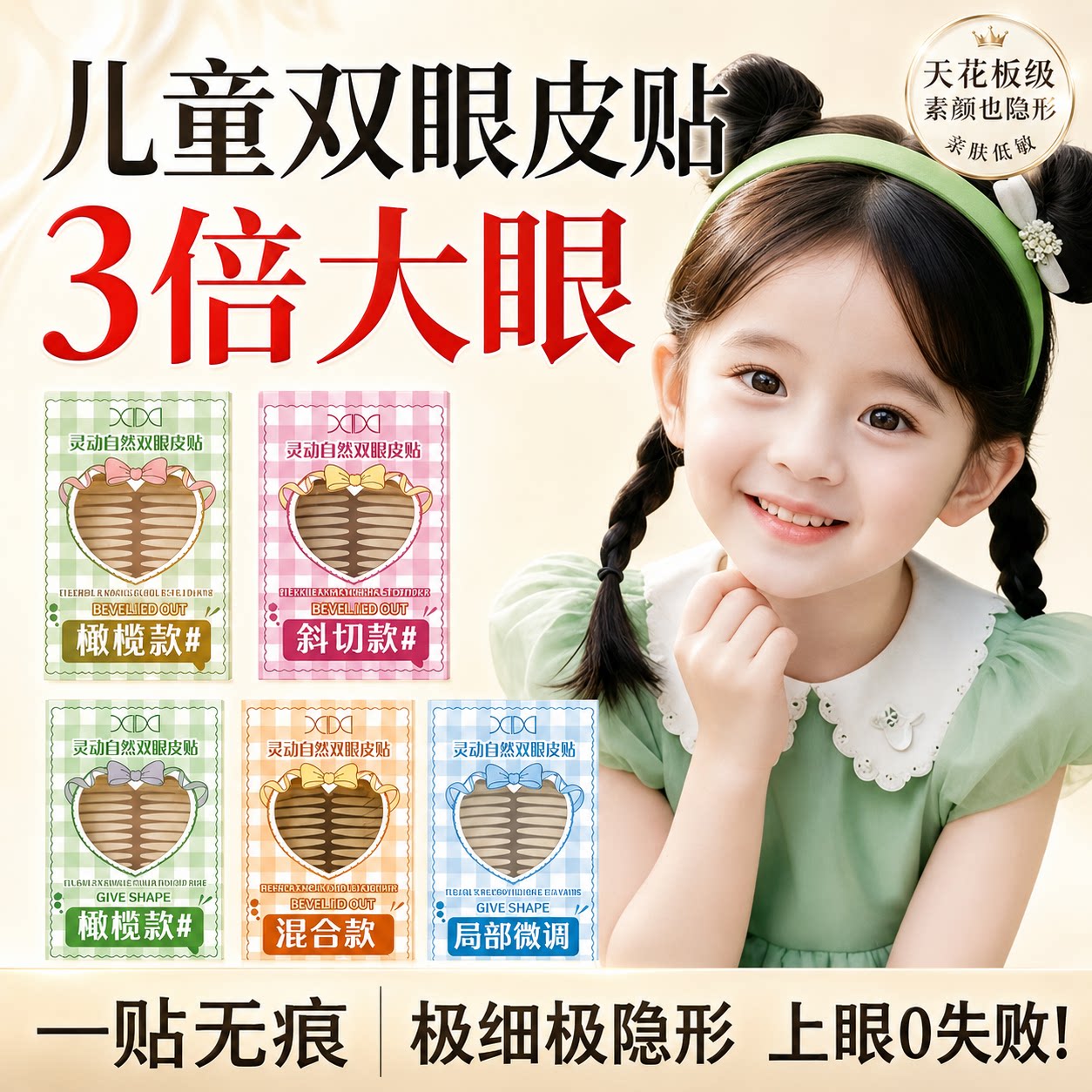 婴儿小宝宝专用双眼皮贴晚上睡觉持久定型神器大眼睛女孩小孩儿童