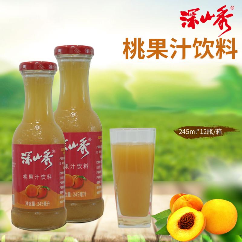 桃果汁饮料水蜜桃汁果蔬汁营养果味鞍山特产玻璃245ml*12瓶