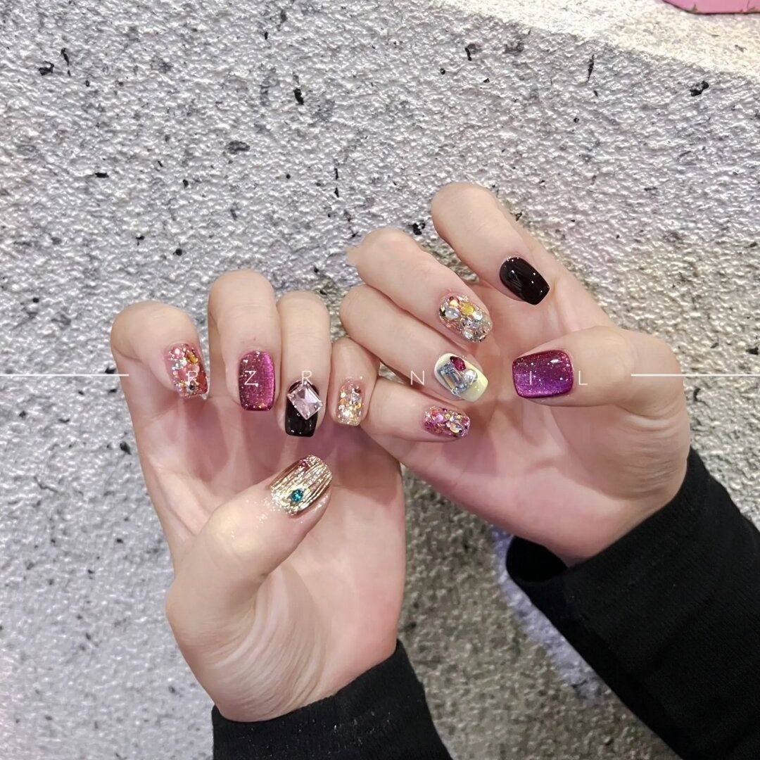 微紫细闪纯手工穿戴甲乌梅子酱甜酷风气质氛围感少女心春夏美甲,彩妆/香水/美妆工具,穿戴甲/甲片,淘宝优惠券,粉丝福利购,淘宝优惠卷