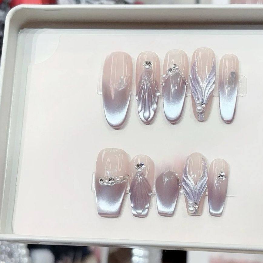 纯手工儿童穿戴甲女童美甲温柔千金手工猫眼高级鱼尾显白纯手工穿,彩妆/香水/美妆工具,美甲工具,淘宝优惠券,粉丝福利购,淘宝优惠卷