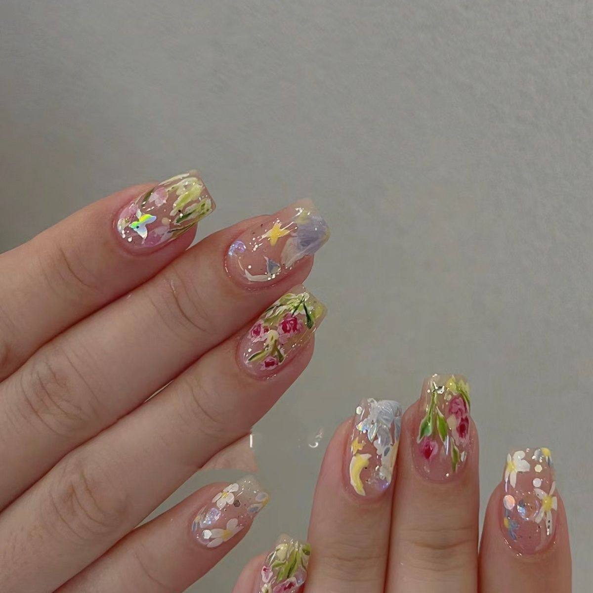 纯手工儿童穿戴甲女童美甲成人通用秘密花园 花花春夏可爱ins短款,彩妆/香水/美妆工具,穿戴甲/甲片,淘宝优惠券,粉丝福利购,淘宝优惠卷