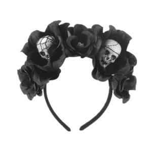 Lace Skull Headband Artificial wreat Halloween Flower Horror