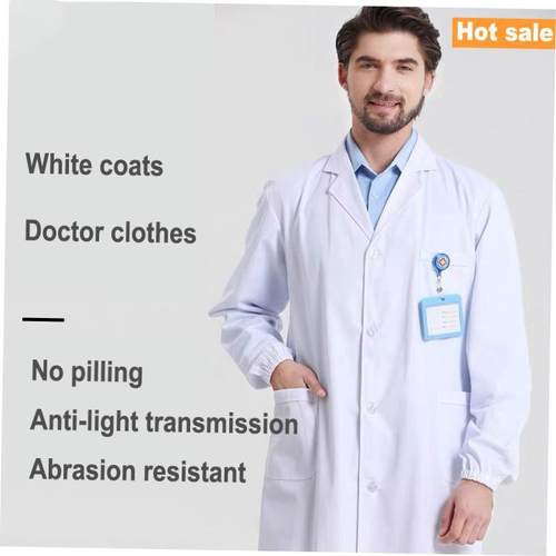White coat Lab coat Doctor clothes laboratory coat Long slee