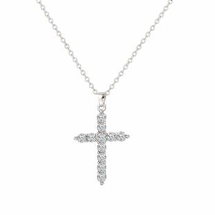 necklace满钻十字吊坠项链时尚 pendant 吊坠锁骨链 cross Diamond