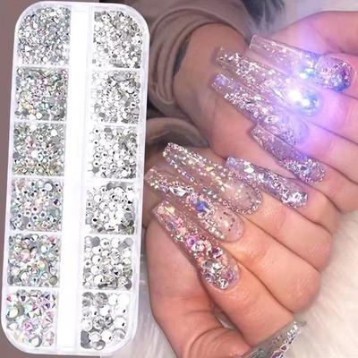 1440Pcs Flat Back 3D Nail Art Rhinestones AB Crystal Strass