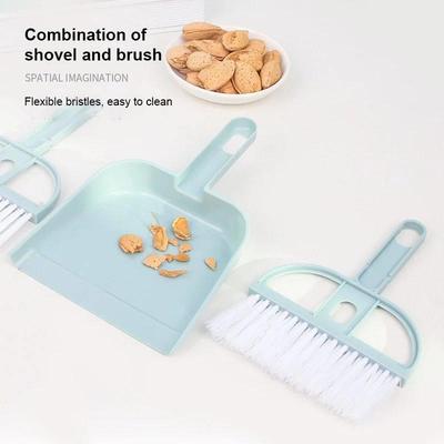 Blue Mini Desktop Cleaning Brush Pet Mini Broom Set Dog And