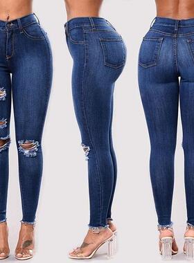 2019 Women Skinny Jeans Pants hole Jeans female 3xl 牛仔裤