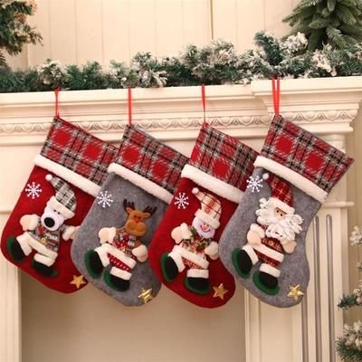 Large 3D Plush Christmas Stocking Gift Bag for Candy & Decor