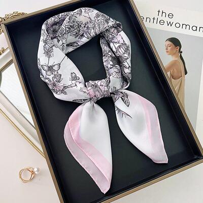 Striped small square scarf women