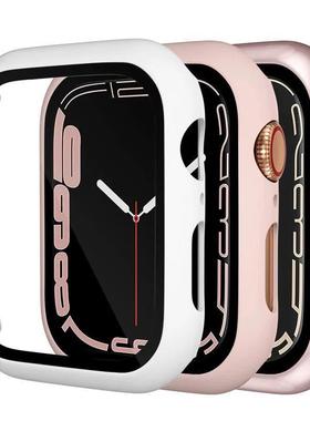 Tempered Glass+ cover For Apple Watch Case series 9 8 7 41m