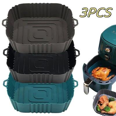 3PC Air Fryer Oven Baking Tray Silicone Tray Fried Chicken P