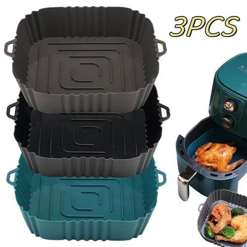 3PC Air Fryer Oven Baking Tray Silicone Tray Fried Chicken P