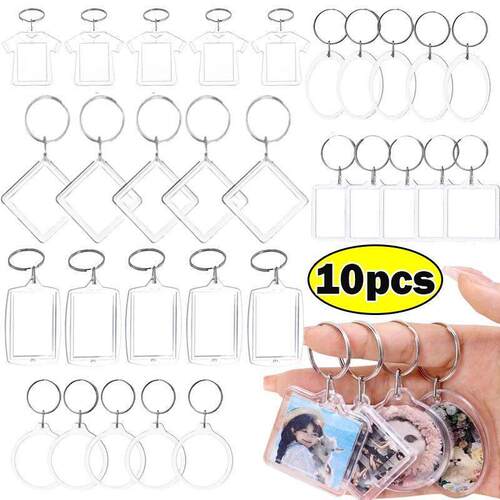 1/5/10PCS Clear Tassels Acrylic Photo Frame Keychain Photo I
