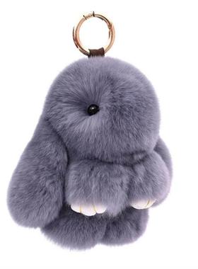20 Color Fluffy Real Rabbit Fur Pompon Bunny Keychain Trinke