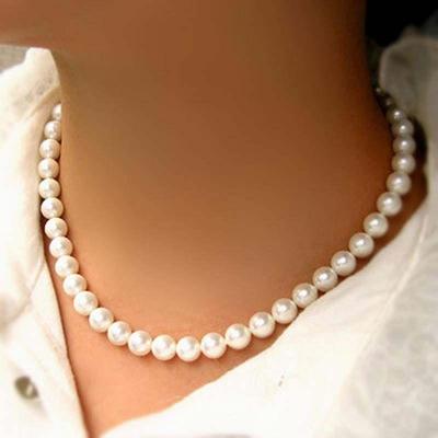 Classic Elegant White Pearl Chokers Necklace For Women Men W