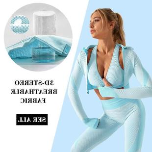 Women Yoga Gym 3PCS Clothi Sportswear Seamless Workout Set