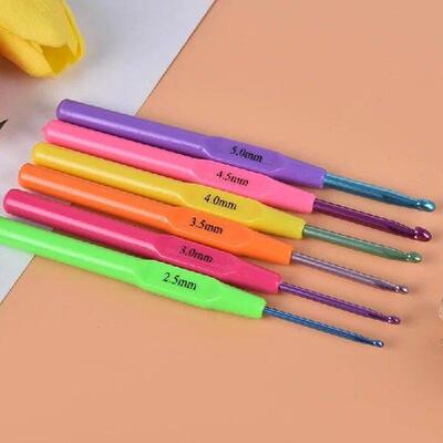 6pcs/set Multifunctional Plastic Handle Aluminum Crochet