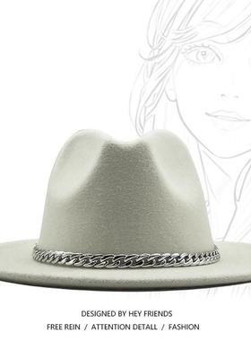 Unisex Wide Brim Felt Hats Men Women Panama Trilby Hat爵士帽