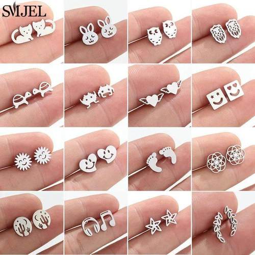 Mini Animal Stainless Steel Earrings for Women Children Jewe