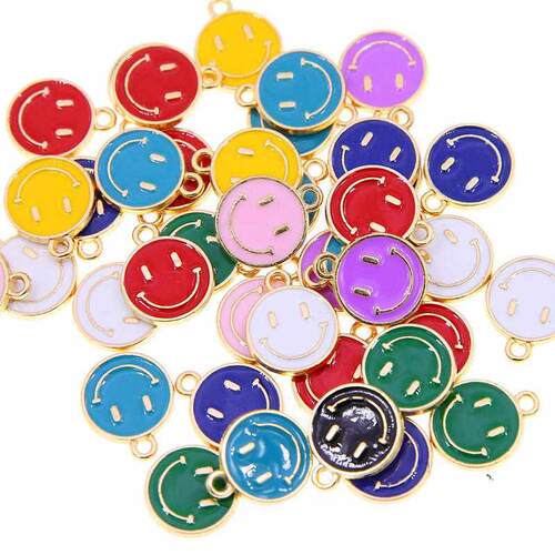 10PcsLot 1215mm KC Gold Color Tone Alloy Enamel Cute Smili