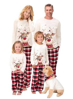 Christmas pajamas family set Cute Elk Xmas Checkered jammie