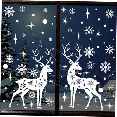 Christmas elk static white snow sticker window sticker