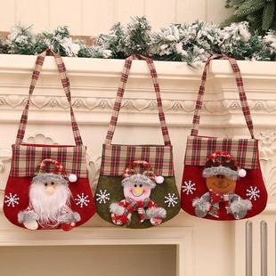 Bags Cartoon Apple Christmas Gifts Candy Gift for Plaid Tote