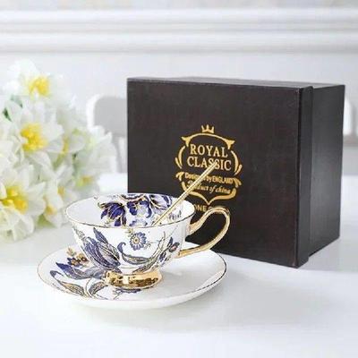 British Style Ceramic Flower Bone China Coffee Cup and