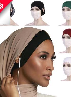 包邮 平帽檐带耳洞套头帽小帽打底帽 可带口罩 women caps 筒帽