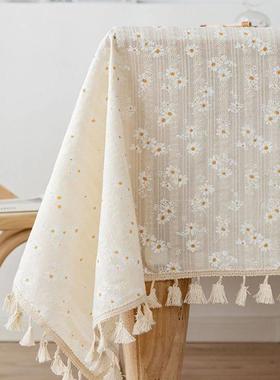 Style Small Daisy Cotton Floral Tablecloth,Tea Table Decorat