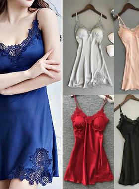 Silk Lace Lingerie Night Dress Ladies Nightgown Sleepwear