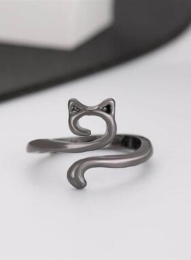 Opening Adjustable Fashion Animal Cat Ring Jewelry欧美猫戒指