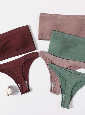 Women Seamless Bra Set Strapless Lingerie Set Sexy Brazilian