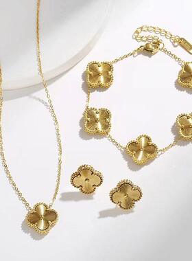 Stainless Steel Hot Selling Golden Clover Bracelet Five Leaf