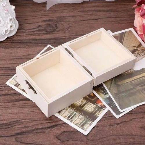 Wooden Square Jewelry Storage Box Wood Base Crafts for Case